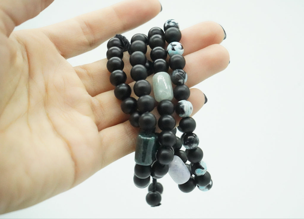 Custom Made- Crystal Jade and Obsidian Bracelet